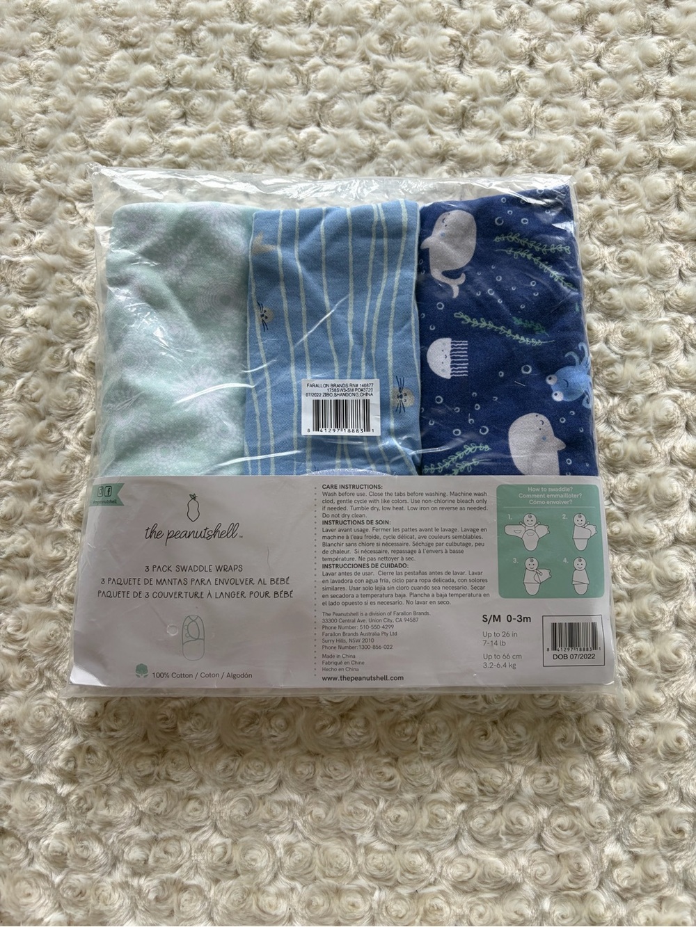 New The Peanutshell Baby Swaddle Set - Under the Sea Blue & Navy Prints